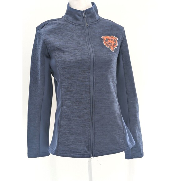 Chicago Bears NFL Ladies Softshell Full Zip Jacket Sweater Navy Blue Size Medium - Picture 1 of 7